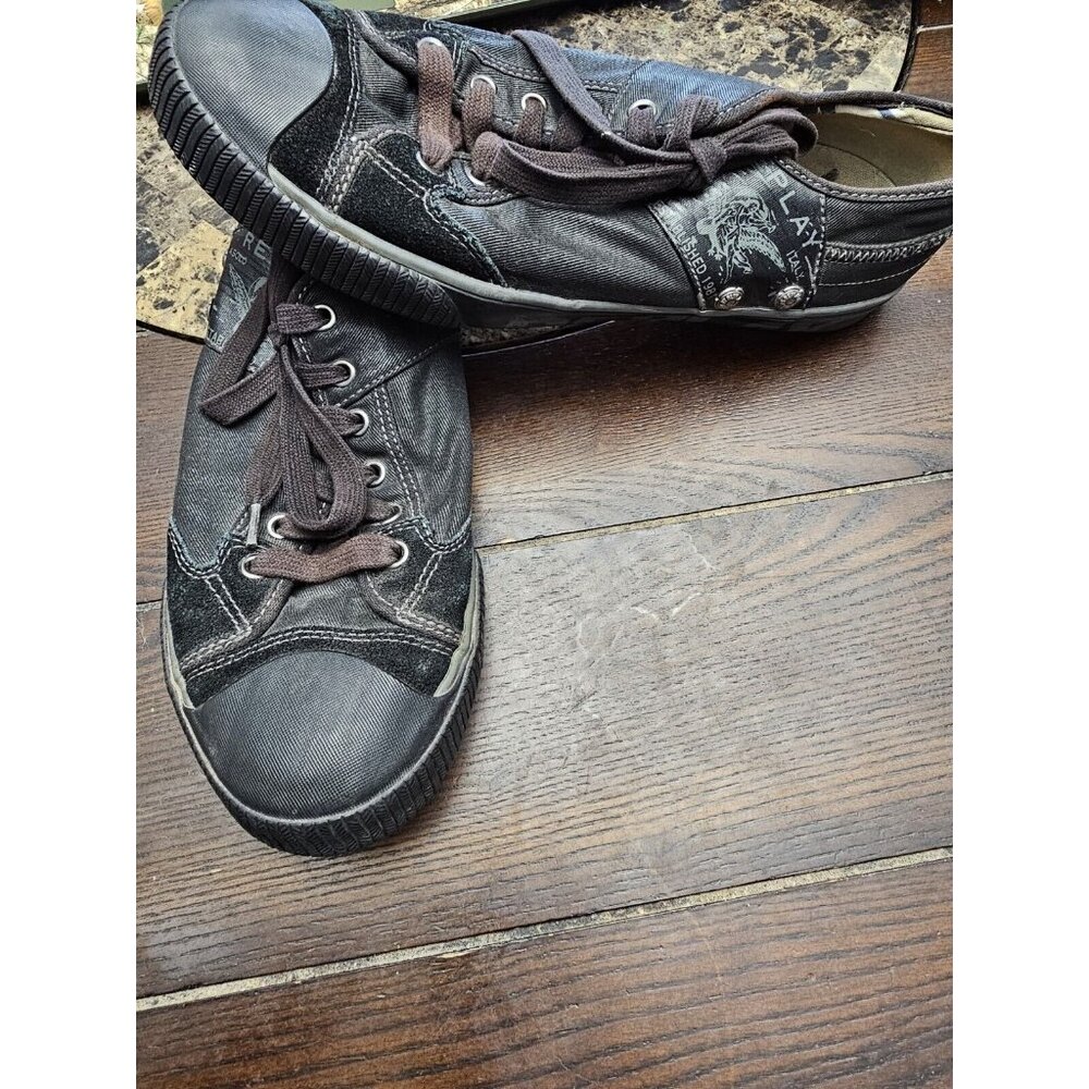 Replay 1981 Black Low Top Sneakers Casual Shoes Men's Size 42 US 9